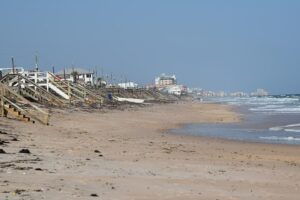 Beach cleanup after hurricane