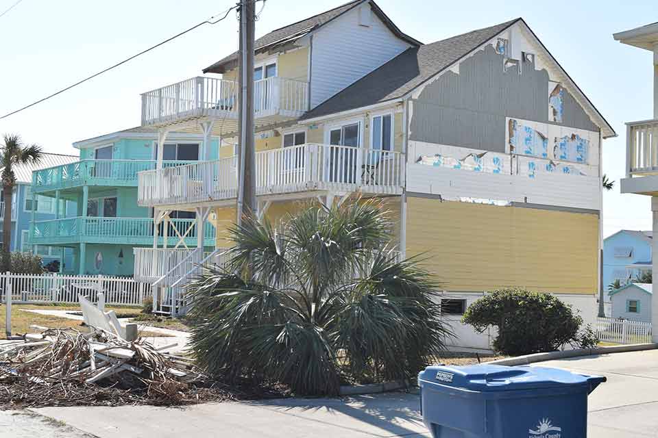 House damaged by hurricane.