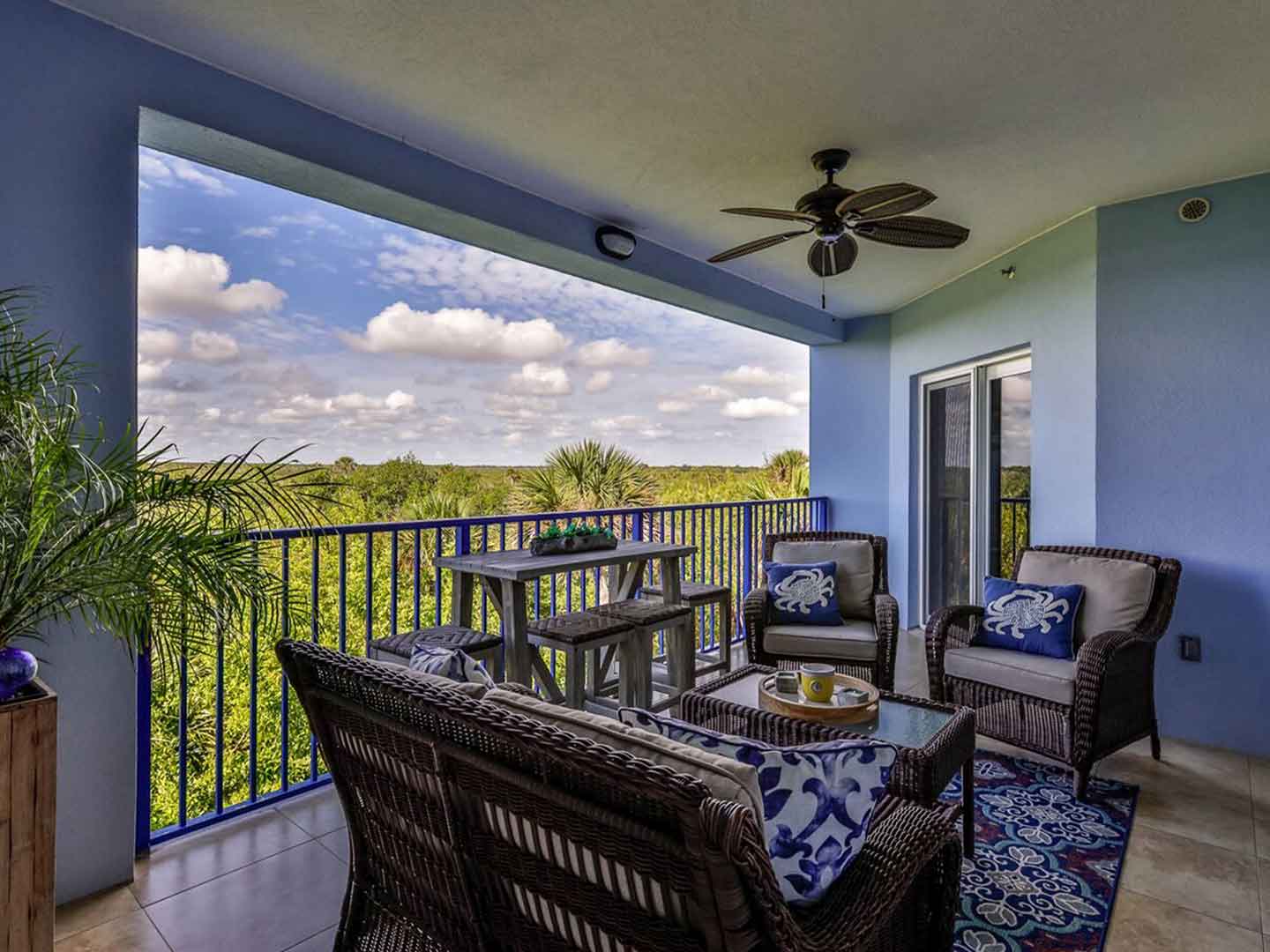 Blue Painted Condo Patio